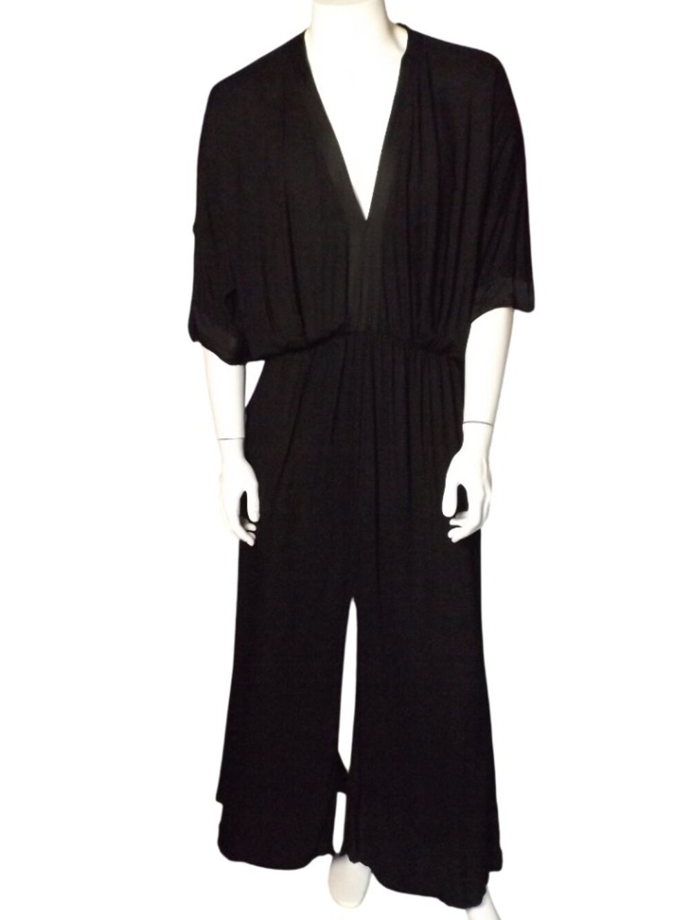 UMA & LEOPOLD Maxi Dress, XXXL, Black/Satin trim, High Vent, Mid sleeve, ANTHRO